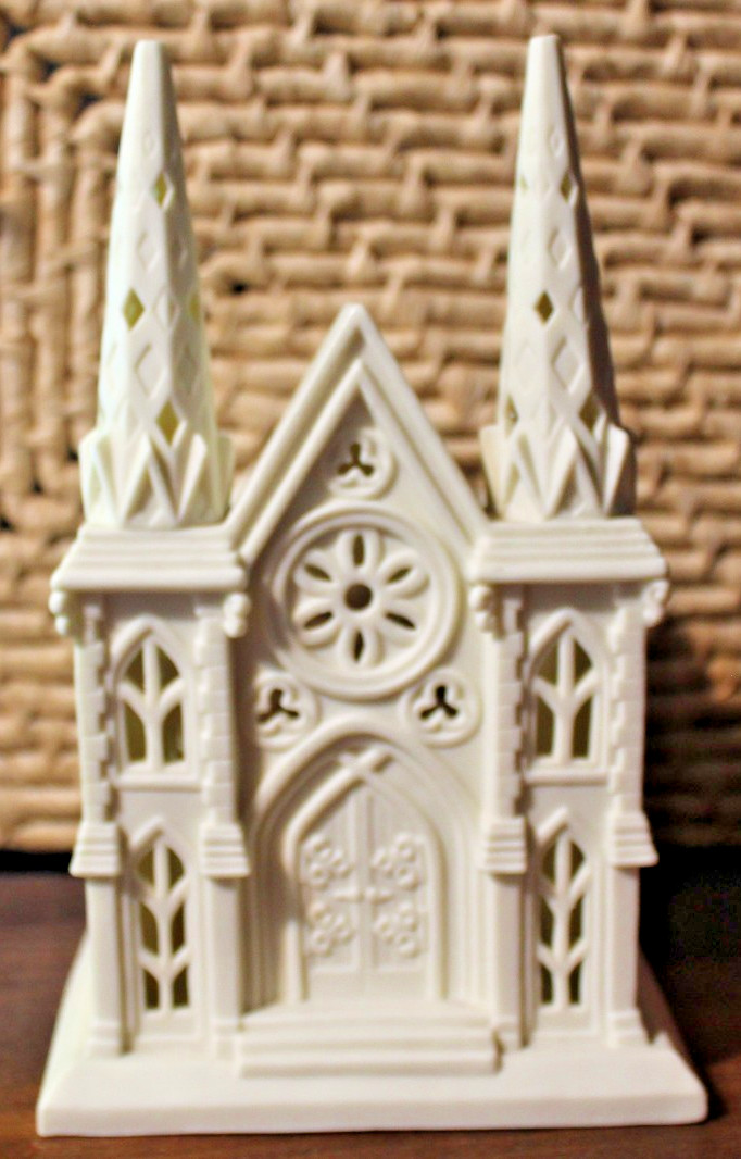 Party Lite Bisque Porcelain Cathedral Tea Light Candle Holder rare