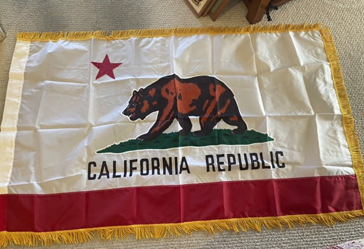 Rare Vintage Paramount Flag Co California Republic Bear Flag w/ Gold Fringe