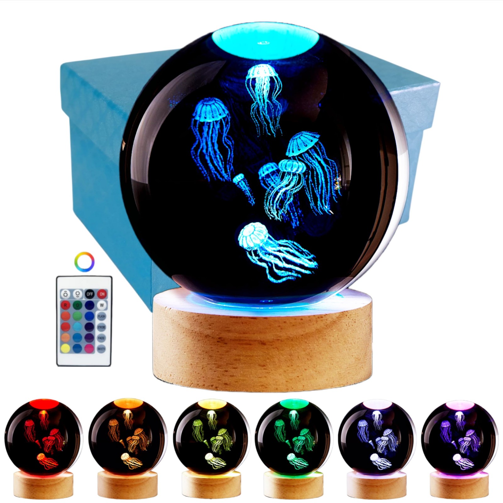 Conalisk 3D Jellyfish Crystal Ball Lamp, 16 Colors LED Night Light, Remote Conalisk 3D Jellyfish Crystal Ball Lamp, 16 Colors LED Night Light, Remote