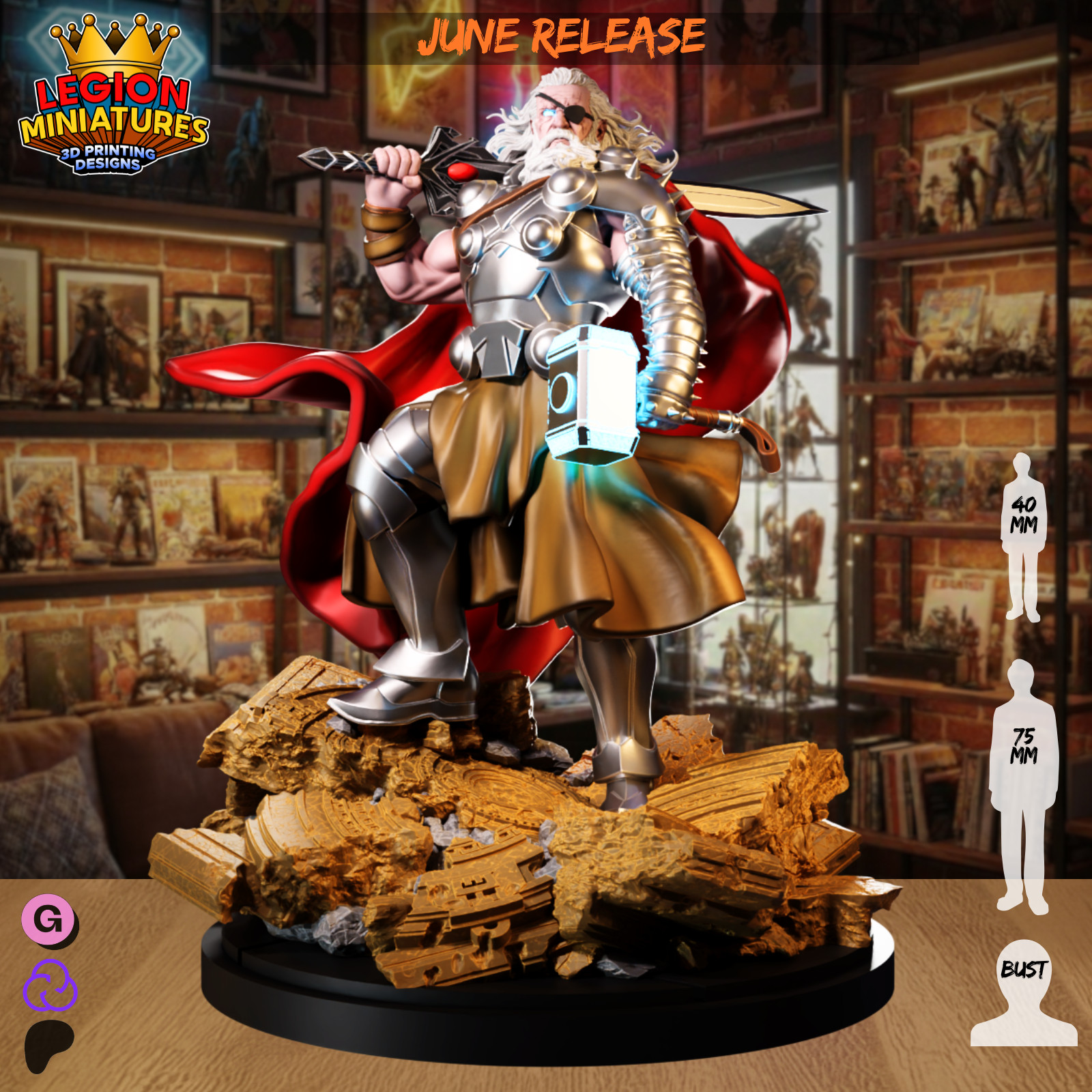 Old King Thor Resin Sculpture Statue Model Kit Avengers Unpainted/Unassembled