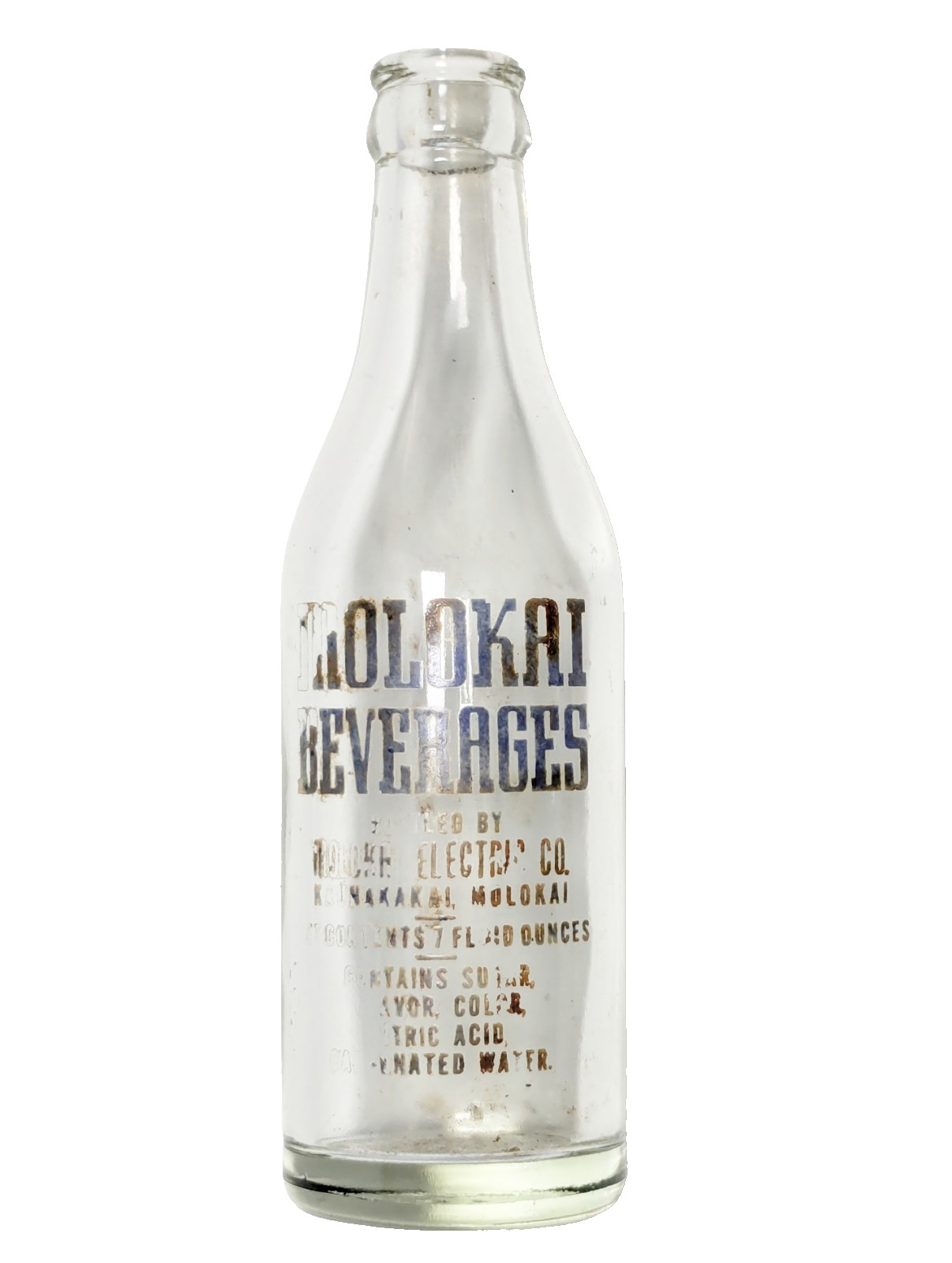 Vintage Molokai Beverages Hawaii Glass Bottle Fair Condition