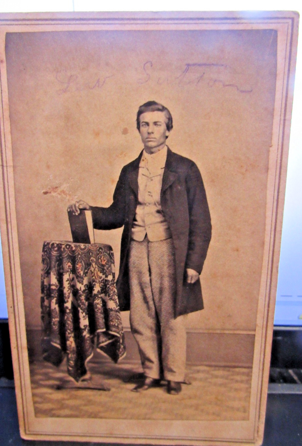Antique 1866 CDV Photo of man Lew Sutton with Revenue stamp Antique 1866 CDV Photo of man Lew Sutton with Revenue stamp