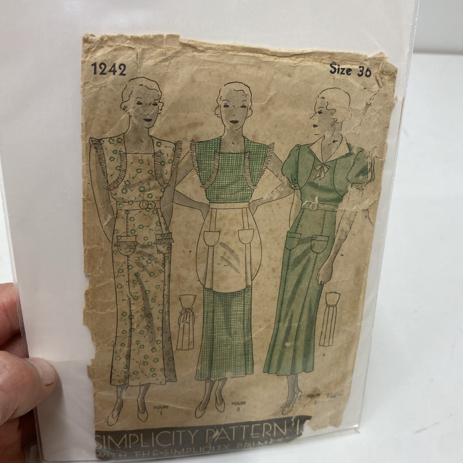 Rare Vintage 1930s Simplicity 1242 Sewing Pattern Art Deco Full Apron 3 In 1 Rare Vintage 1930s Simplicity 1242 Sewing Pattern Art Deco Full Apron 3 In 1