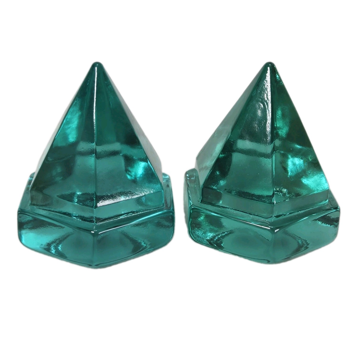2 VTG Turquiose Glass Maritime Deck Prisms For Lighting Ship Interiors 2.5"x3"