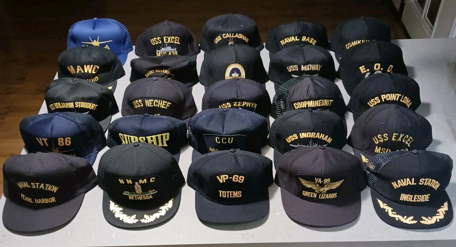 NEW Vintage US Navy 70s80s90s Snapback Hat Lot x25 VT VP DDG PC CV VA BASE FFG NEW Vintage US Navy 70s80s90s Snapback Hat Lot x25 VT VP DDG PC CV VA BASE FFG