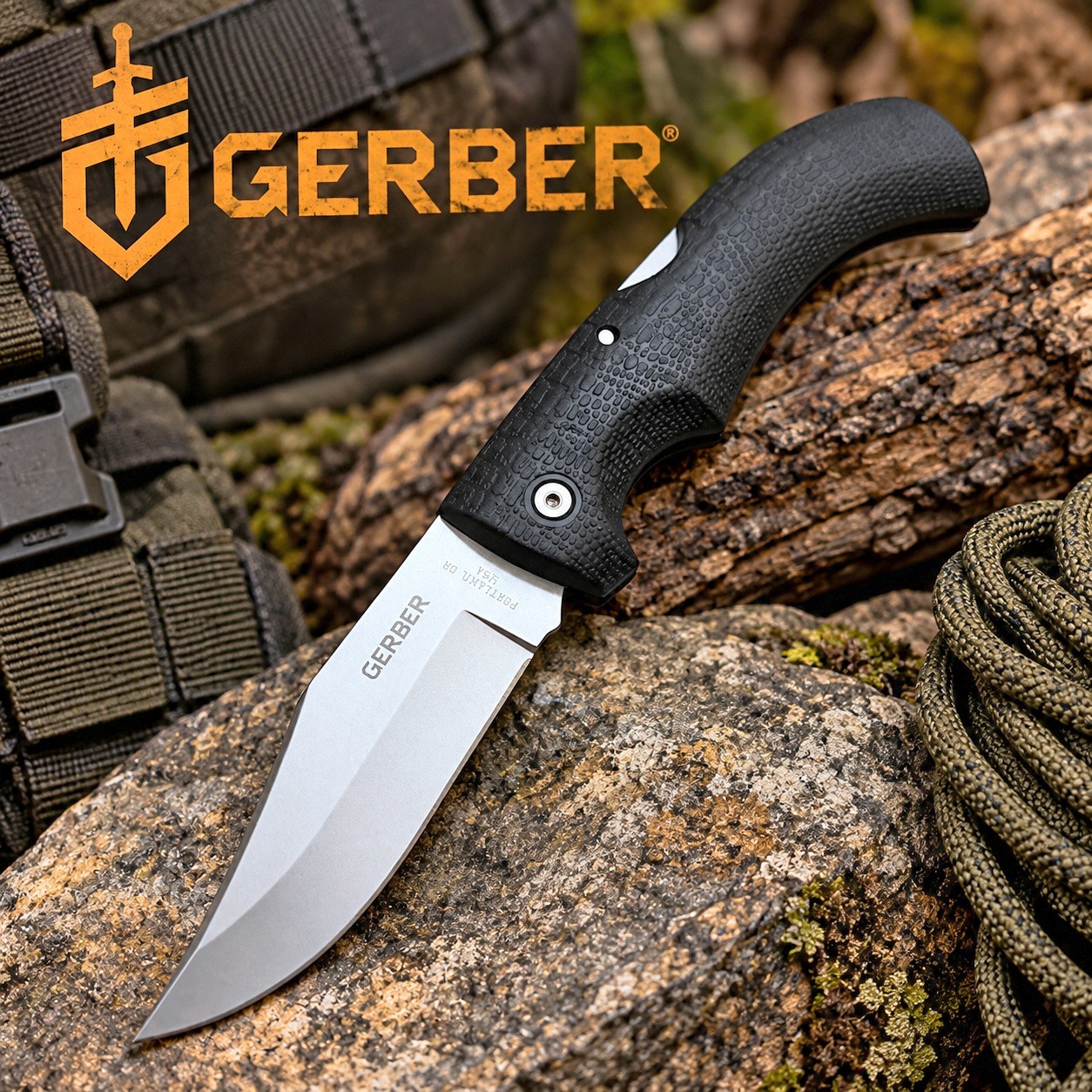 GERBER Gator 06069N Lockback folding knife 420HC SS blade with pouch Made in USA GERBER Gator 06069N Lockback folding knife 420HC SS blade with pouch Made in USA