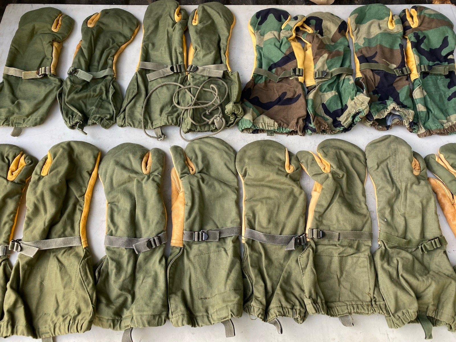 USGI Lot Of 8-Pairs Cold Weather Trigger Finger Mittens Gloves OD Green Woodland USGI Lot Of 8-Pairs Cold Weather Trigger Finger Mittens Gloves OD Green Woodland