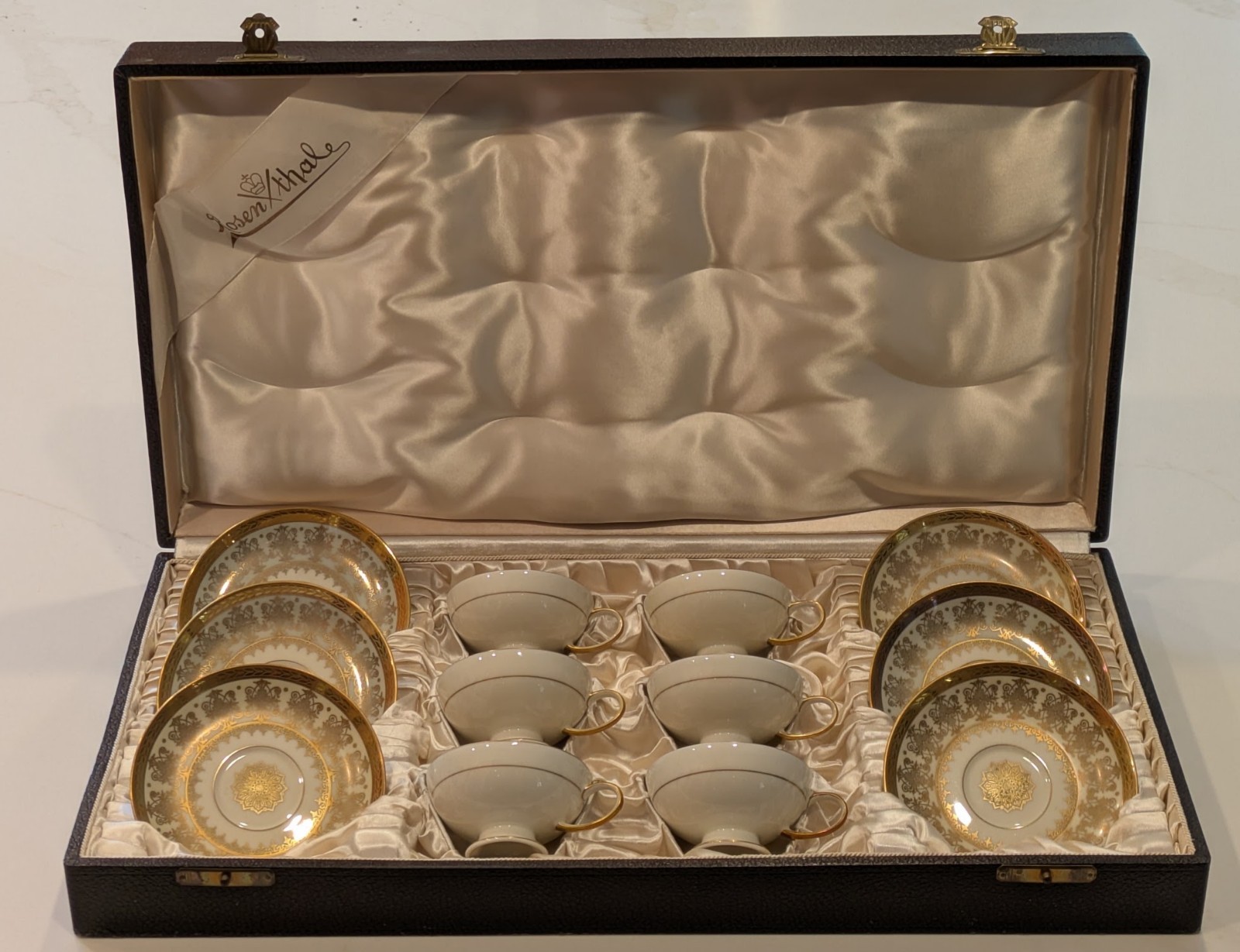 Vintage Rosenthal German Porcelain Gold Demitasse Cup/Sauce Set for 6 Boxed Case Vintage Rosenthal German Porcelain Gold Demitasse Cup/Sauce Set for 6 Boxed Case