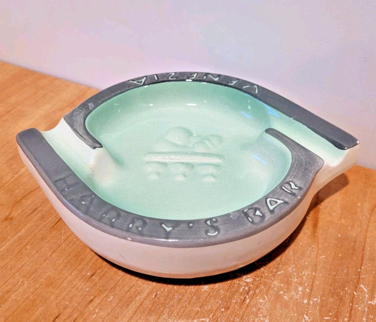 HARRY'S BAR VENEZIA Ceramic 6.5" Across MINT GRAY Venice LA ROSA BLU signed HARRY'S BAR VENEZIA Ceramic 6.5" Across MINT GRAY Venice LA ROSA BLU signed