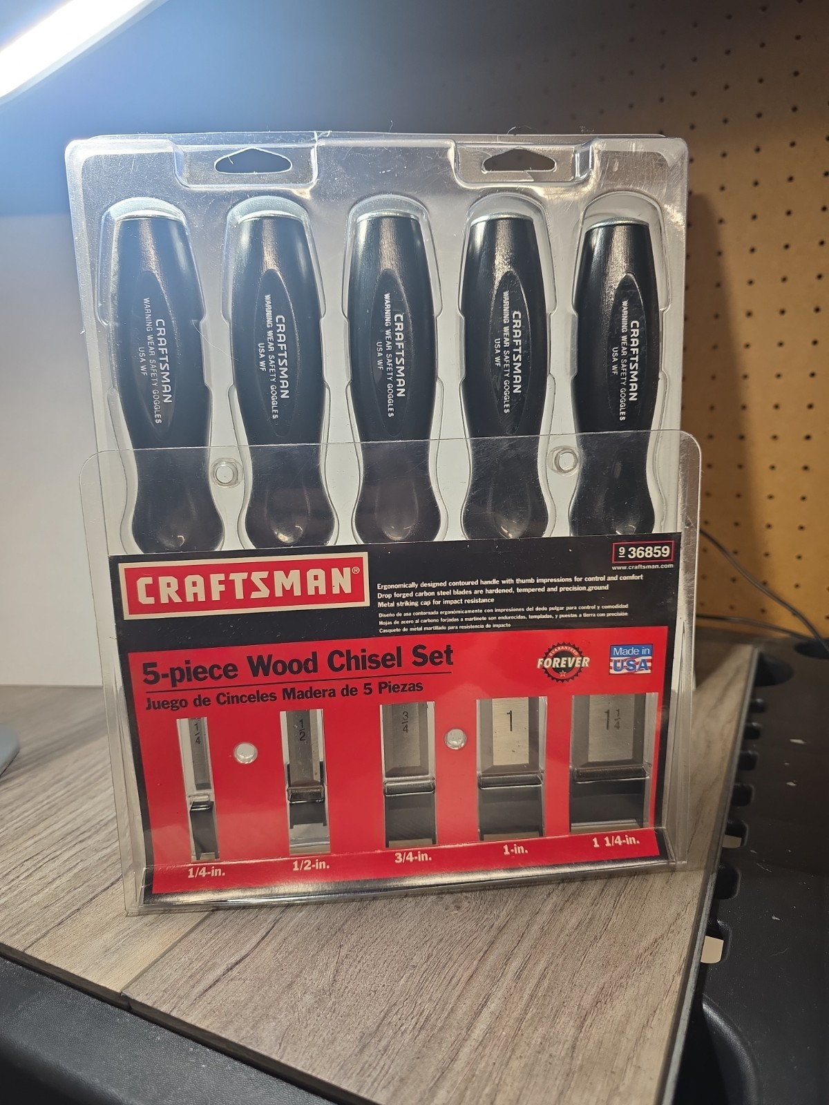 Craftsman 36859 5 Pc Wood Chisel Set 1/4 1/2 3/4 1" 1-1/4" Made in USA NOS Craftsman 36859 5 Pc Wood Chisel Set 1/4 1/2 3/4 1" 1-1/4" Made in USA NOS