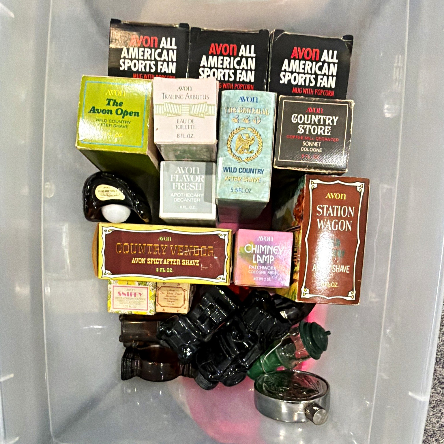 Large Vintage Avon Cologne & After Shave Decanter Collection Lot w/ Original Box Large Vintage Avon Cologne & After Shave Decanter Collection Lot w/ Original Box
