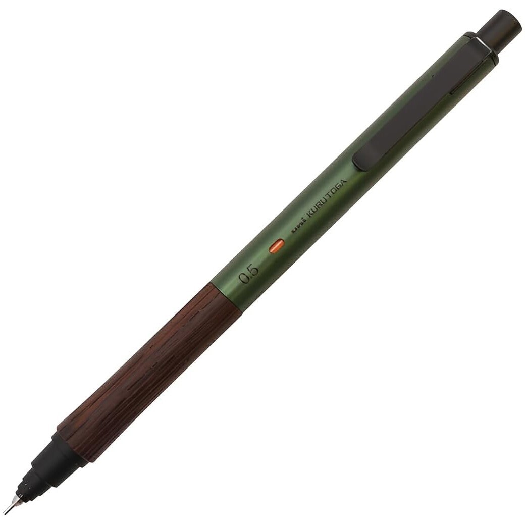 Uni Kuru Toga Wood Mechanical Pencil 0.5mm Japan M5-KW-1P - Forest Green