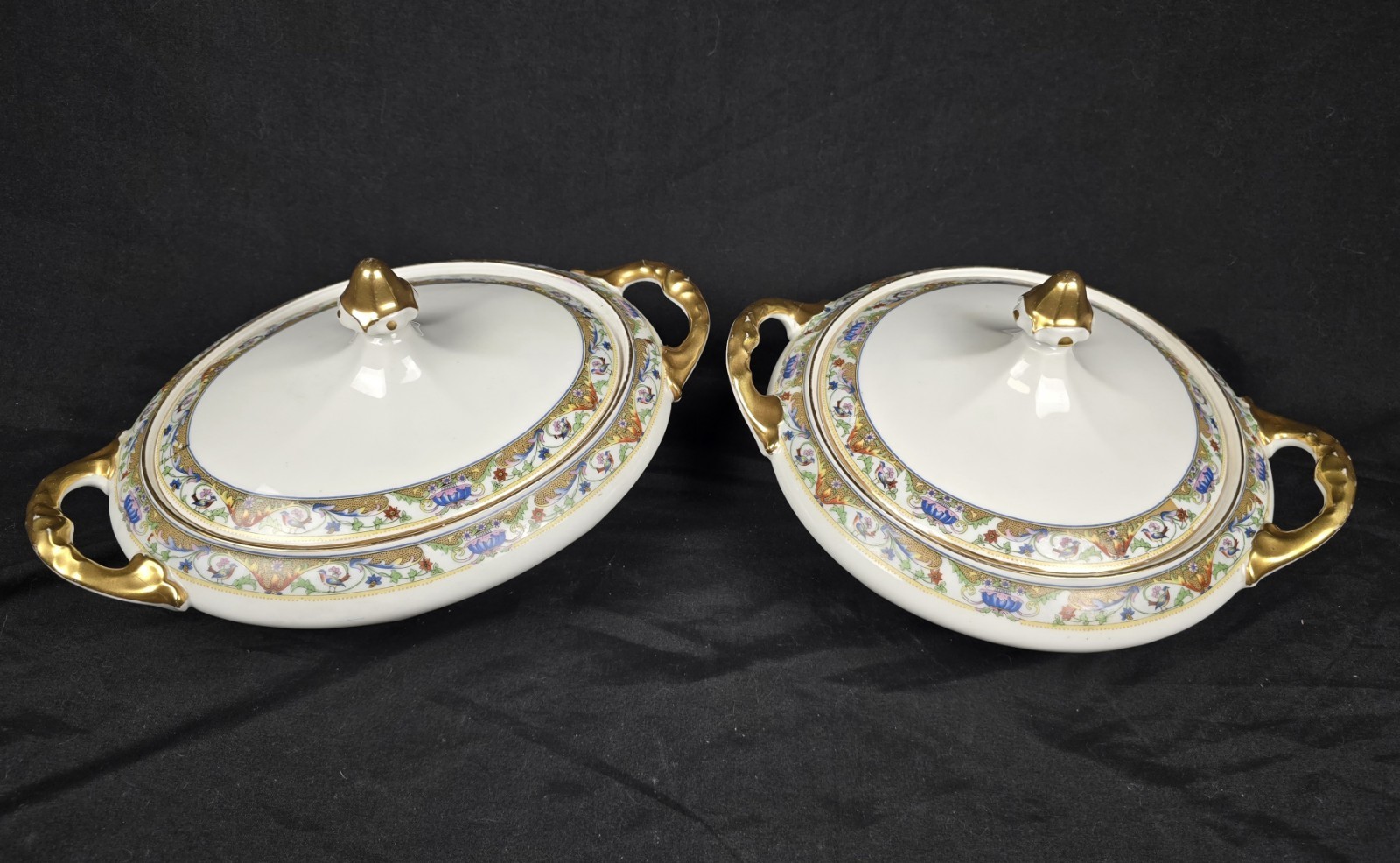 Set of 2 Gilted Koenigszelt Silesia Antique Covered Soup Tureen Serving Dishes Set of 2 Gilted Koenigszelt Silesia Antique Covered Soup Tureen Serving Dishes