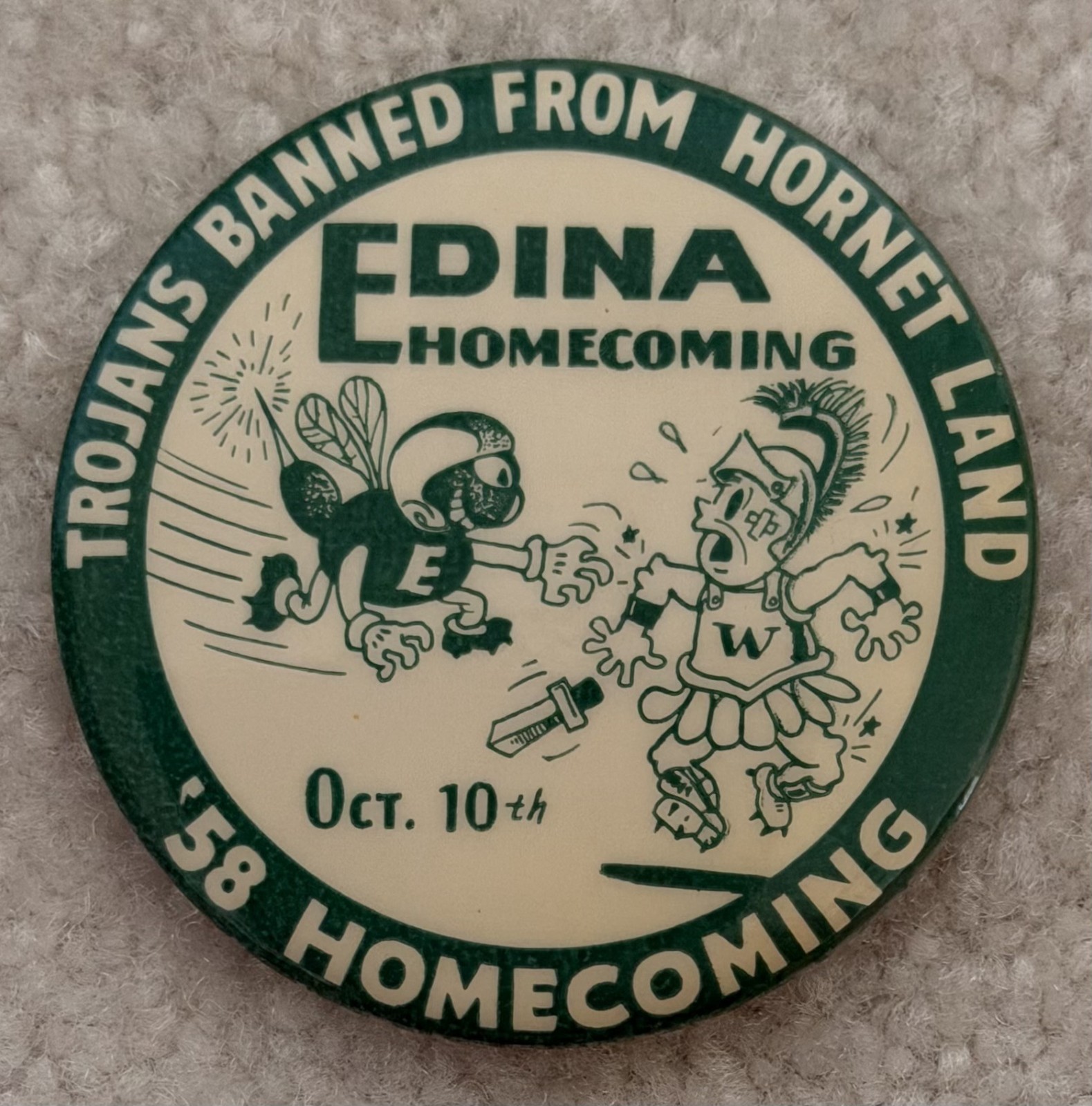 Vintage 1958 Edina MN High School Football Homecoming Pinback Button : 2 3/16" Vintage 1958 Edina MN High School Football Homecoming Pinback Button : 2 3/16"