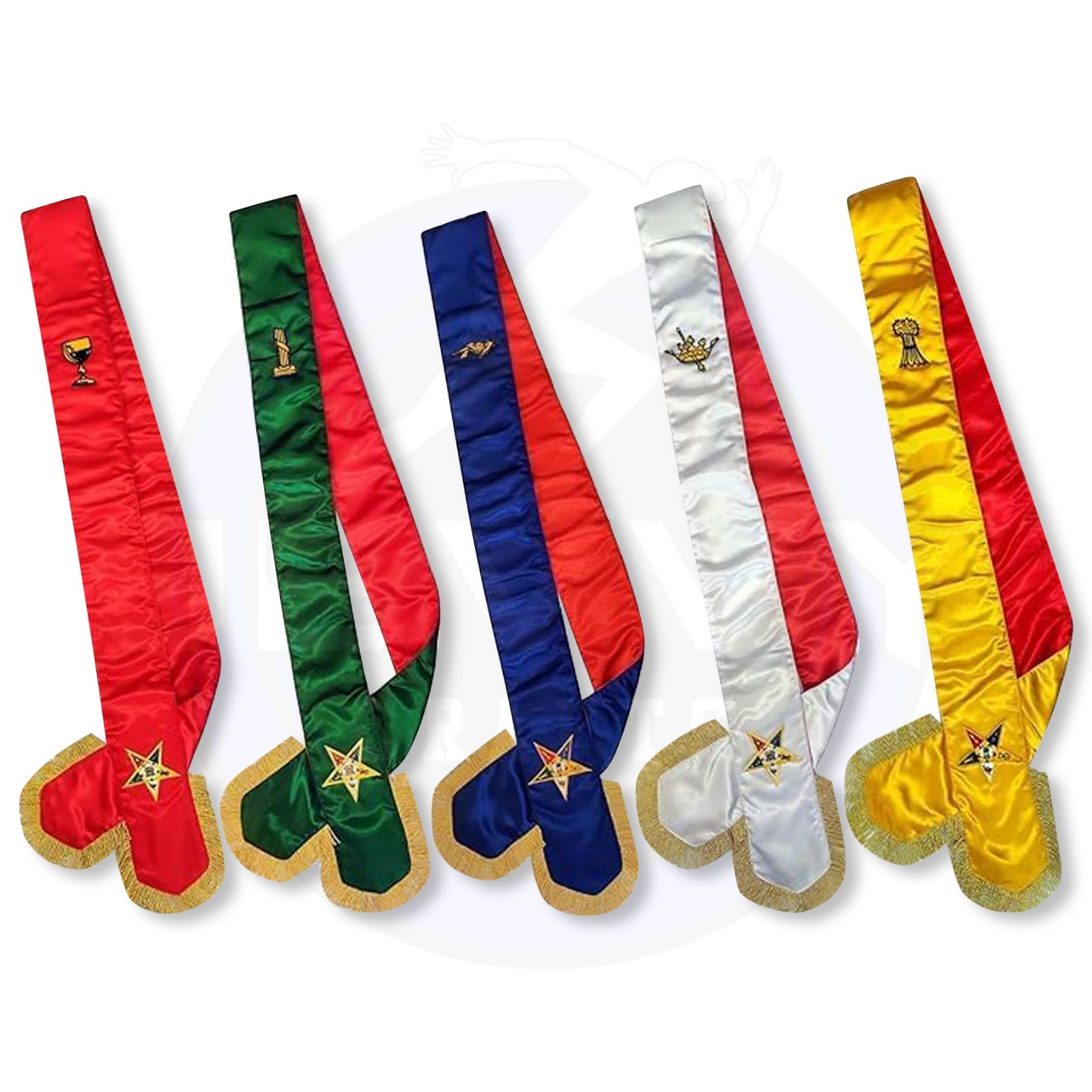 Masonic OES Five Color Sash Set for Women – Order of the Eastern Star Sashes Masonic OES Five Color Sash Set for Women – Order of the Eastern Star Sashes