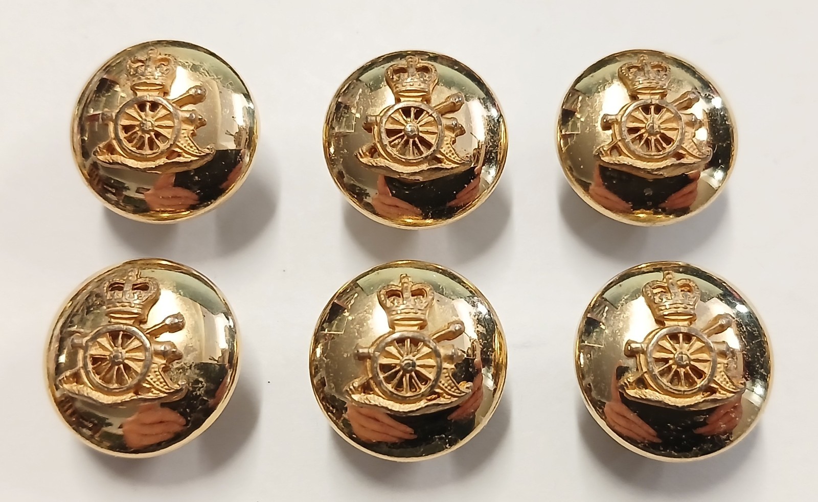 Matching Set 6 British Army Royal Artillery Two Part Mounted Mess Dress Buttons
