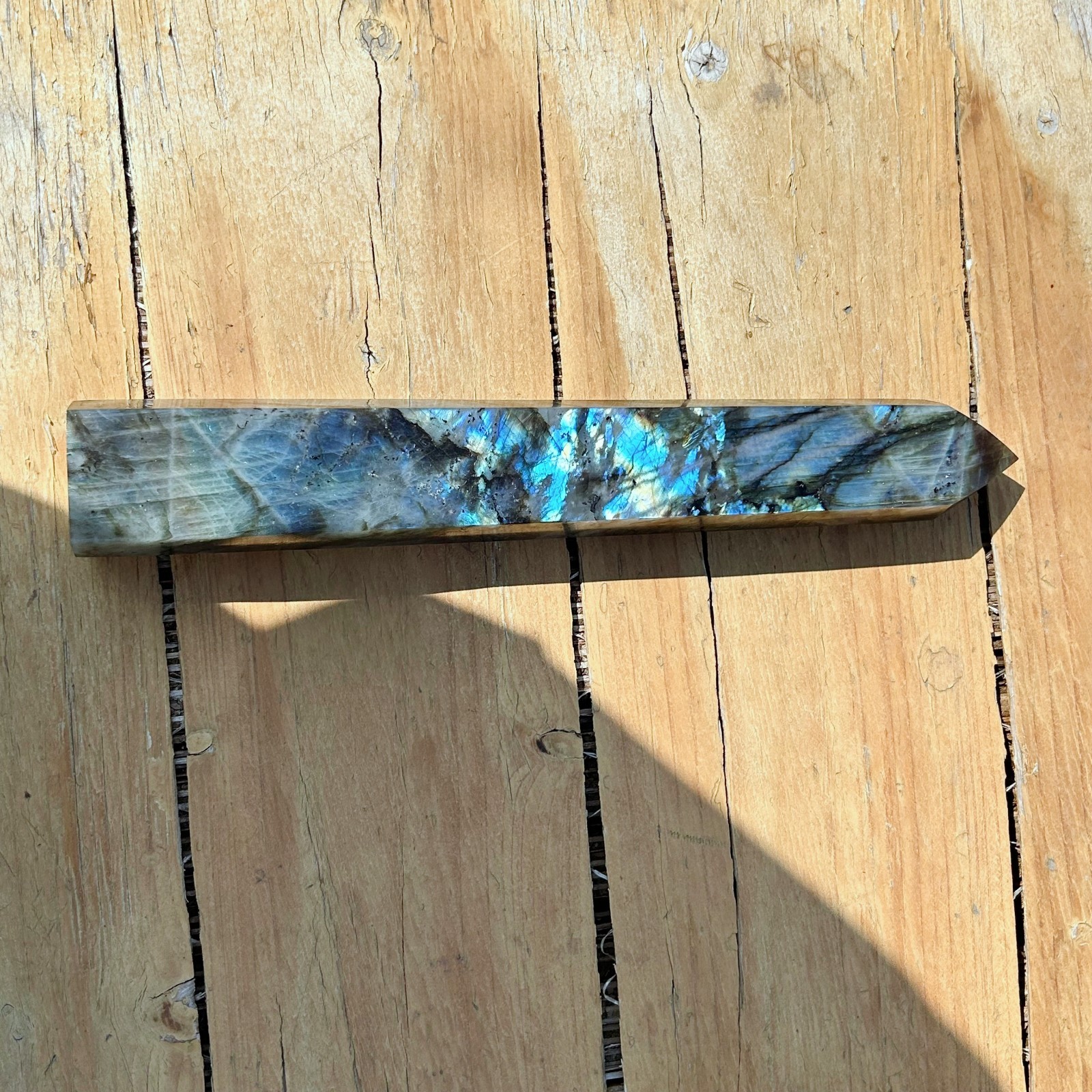 3LB Natural labradorite quartz obelisk crystal wand point healing C3077
