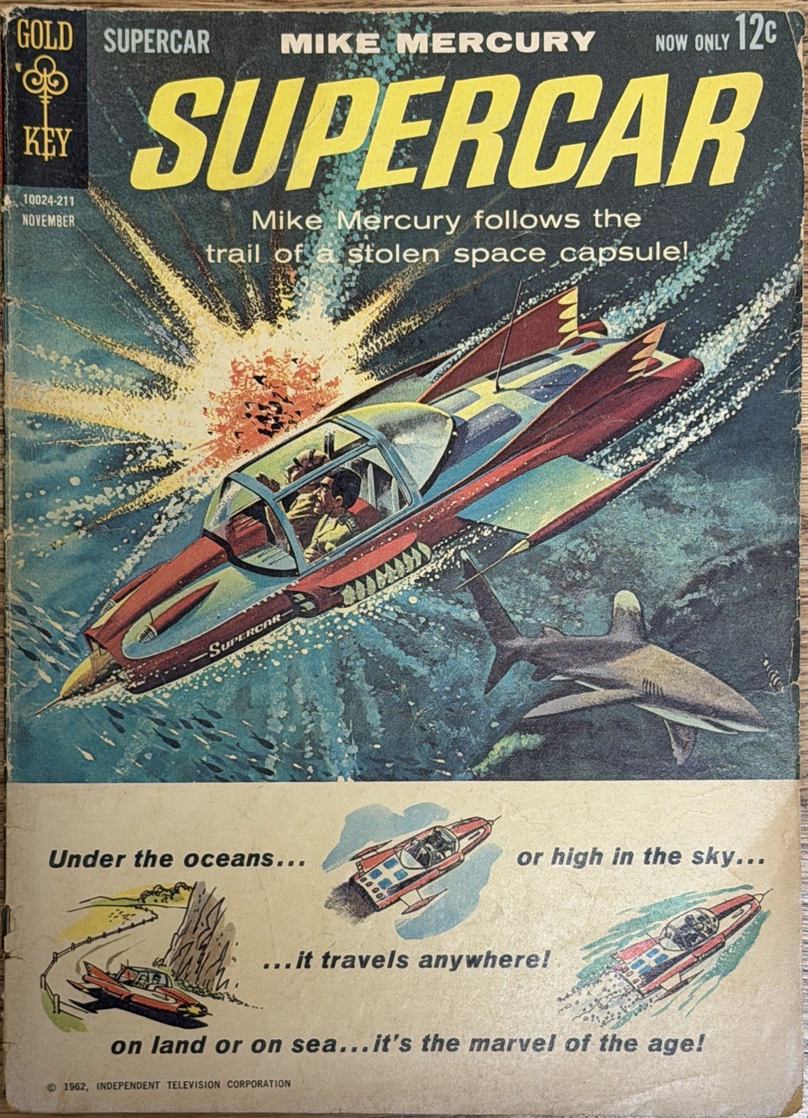 Supercar #1 Gold Key 1962 Gerry Anderson Mike Mercury Painted Cover Silver Age Supercar #1 Gold Key 1962 Gerry Anderson Mike Mercury Painted Cover Silver Age