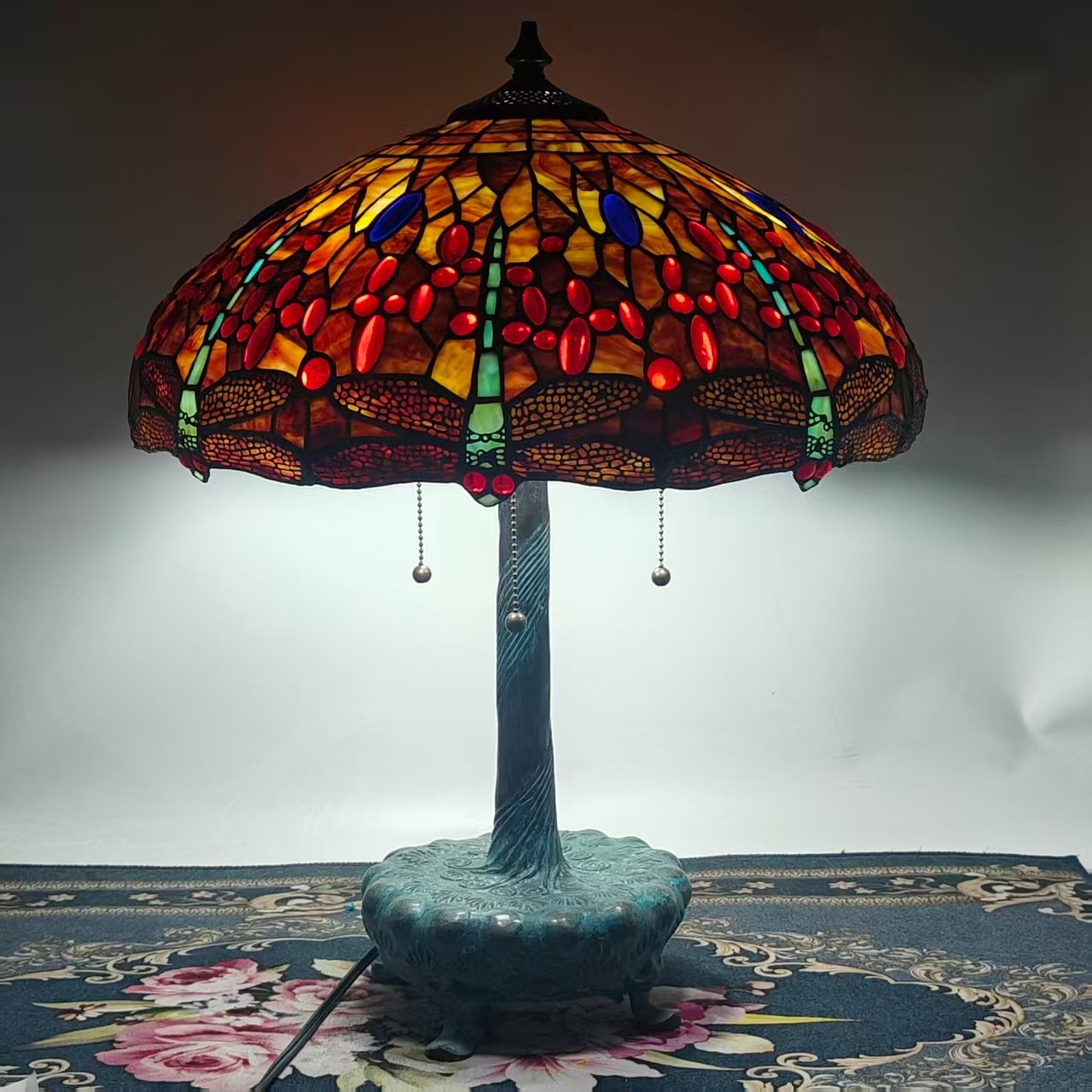 Replica of Tiffany Art Nouveau antique Desk lamp, Bronze US Duty Free