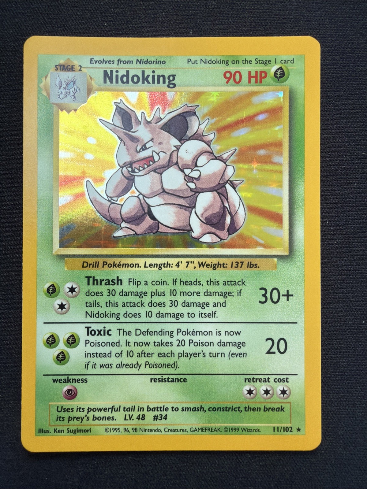 Pokémon Nidoking Holo Rare TCG Card Base Set 11/102 NM
