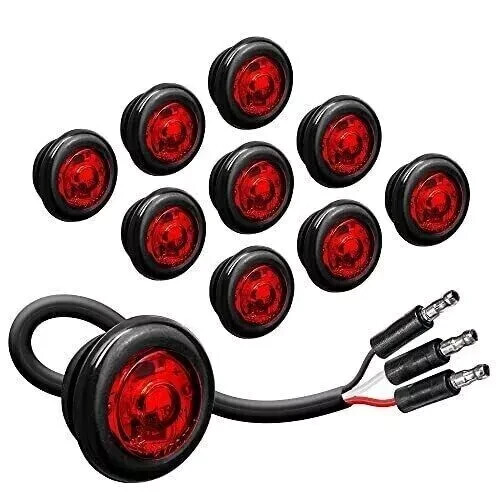 TRUE MODS 10pc 3/4" Round Red Trailer LED Marker Light [3 Wire/Turn Brake Tai... TRUE MODS 10pc 3/4" Round Red Trailer LED Marker Light [3 Wire/Turn Brake Tai...
