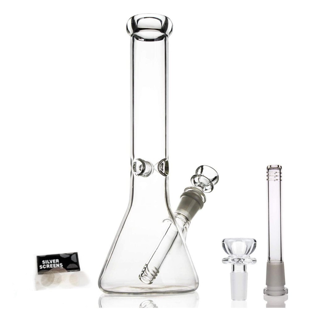 10 inch Heavy Glass Bong Water Pipe Smoking Bong Beaker + 14mm Bowl hookah