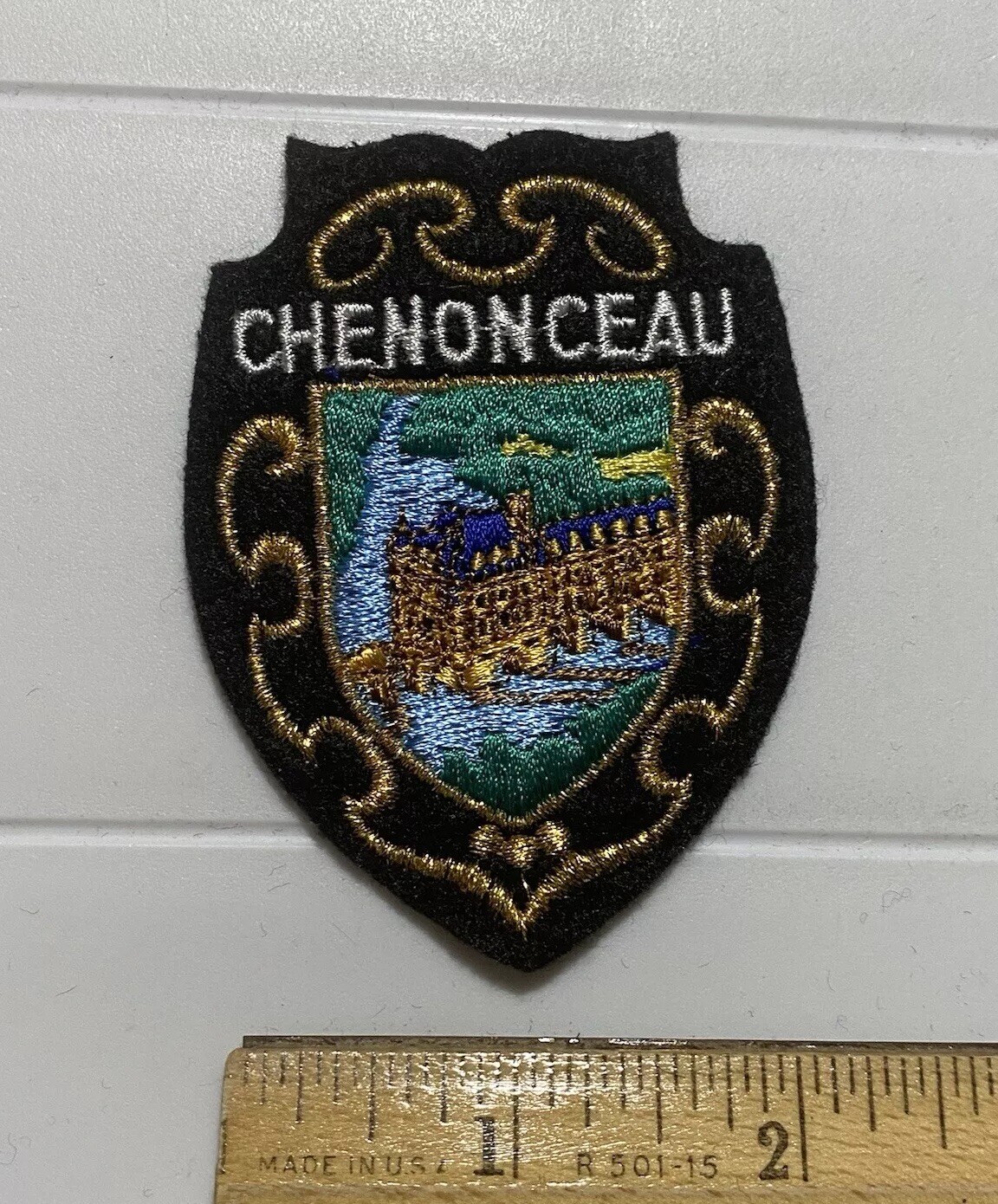 Chateau de Chenonceau Loire Valley France Souvenir Black Felt Crest Patch Badge Chateau de Chenonceau Loire Valley France Souvenir Black Felt Crest Patch Badge