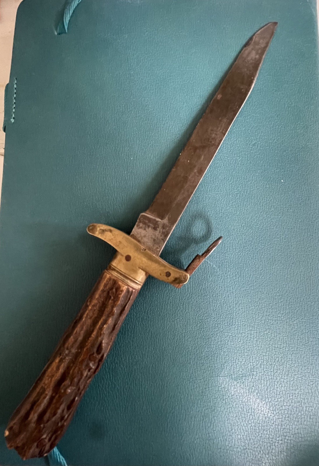 Rare Antique 19th Century Half-Folding Bowie Knife Genuine Stag Fixed Guard 9.5" Rare Antique 19th Century Half-Folding Bowie Knife Genuine Stag Fixed Guard 9.5"