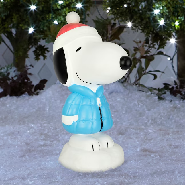 New Snoopy Blue Puffer Jacket Peanuts Christmas Blow Mold 2026