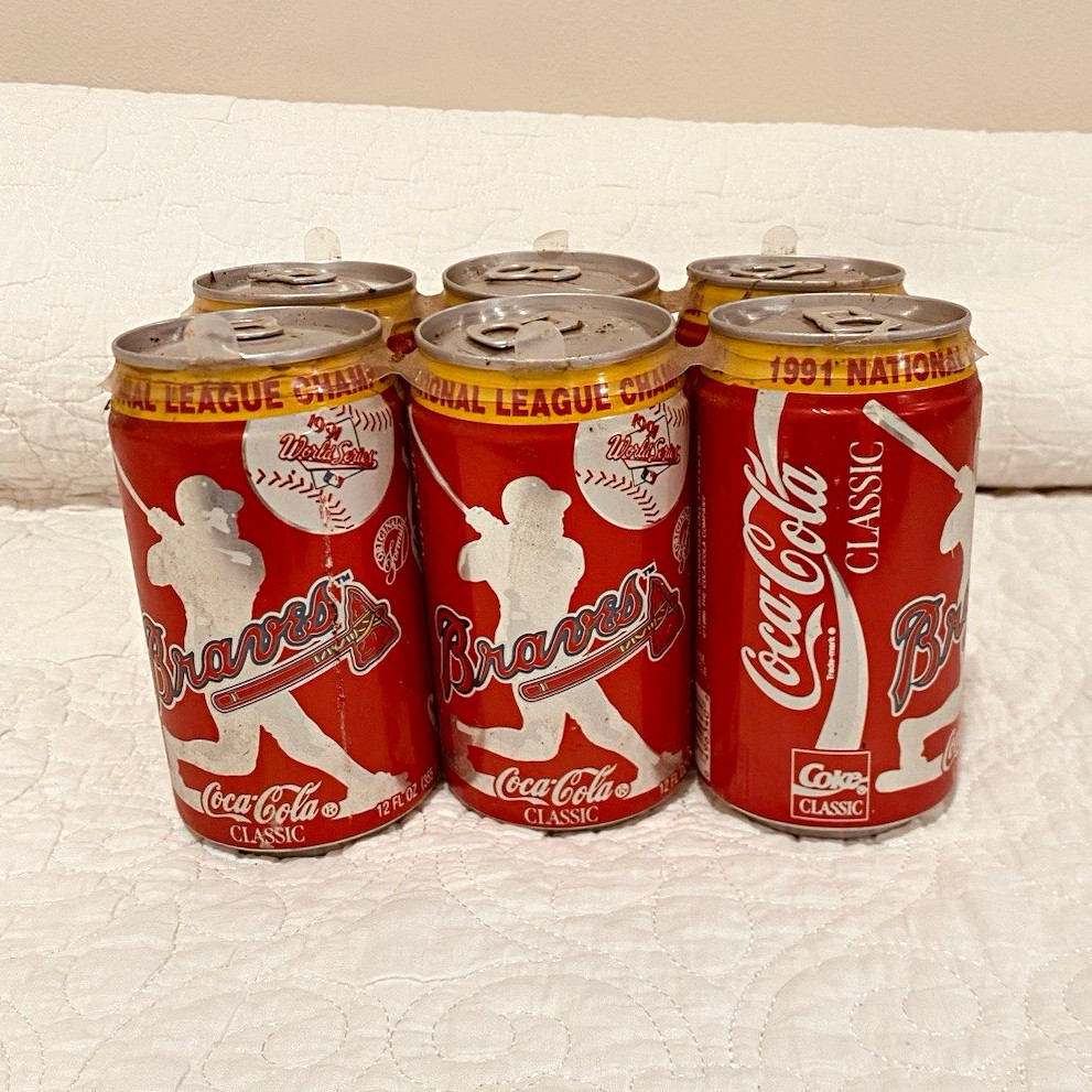 Coca-Cola Classic 1991 Atlanta Braves World Series Baseball Theme 6 Can Lot Coca-Cola Classic 1991 Atlanta Braves World Series Baseball Theme 6 Can Lot