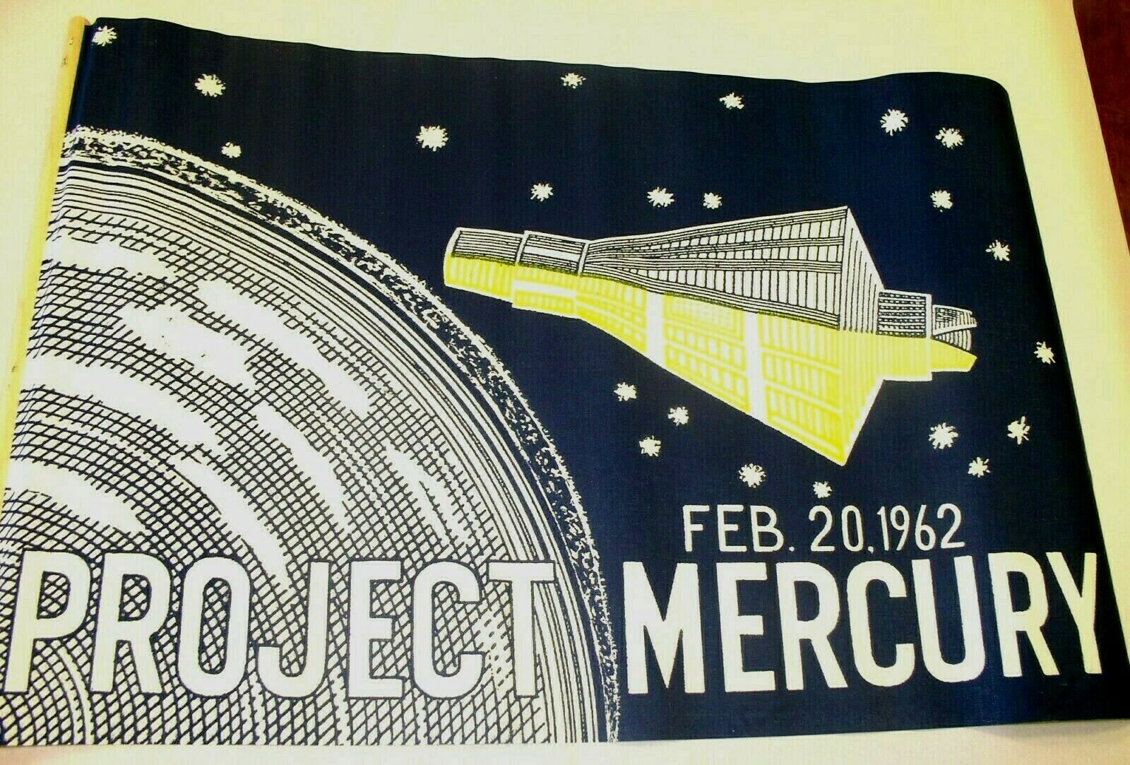 Rare Original 1962 John Glenn "Project Mercury" Parade Flag in MINT CONDITION Rare Original 1962 John Glenn "Project Mercury" Parade Flag in MINT CONDITION