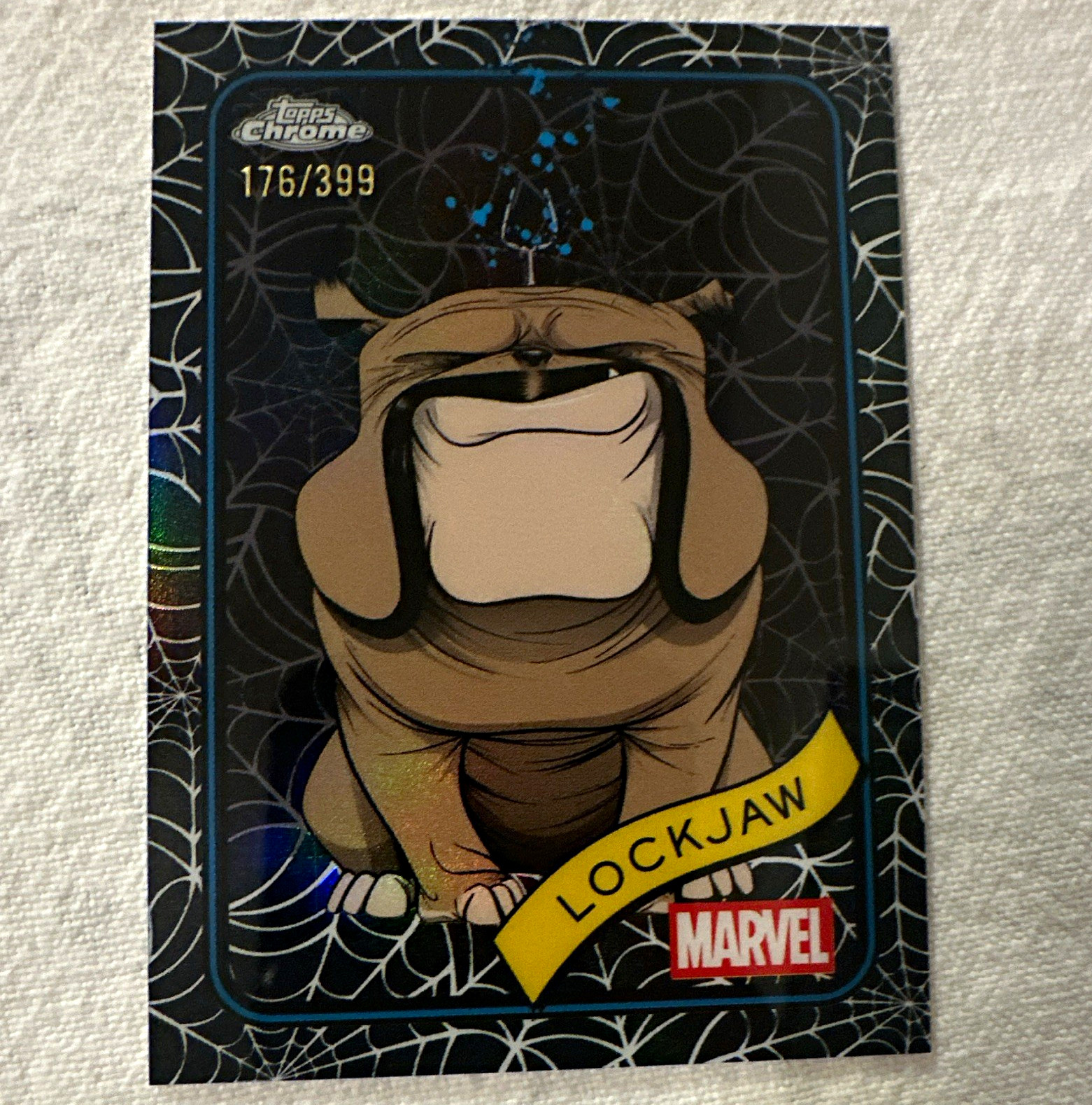 Topps 2025 Topps Chrome Marvel Lockjaw #152 /399 Spider Web Refractor Topps 2025 Topps Chrome Marvel Lockjaw #152 /399 Spider Web Refractor