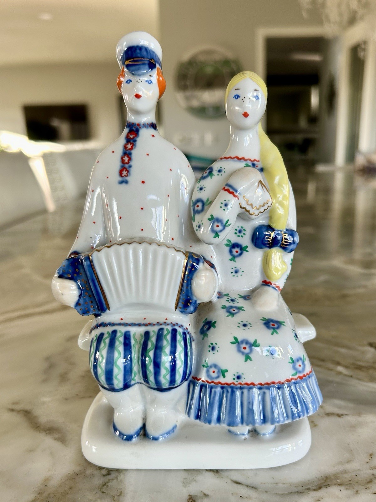 Vintage USSR Porcelain Figurine A couple on a bench with an accordion Kyiv Vintage USSR Porcelain Figurine A couple on a bench with an accordion Kyiv