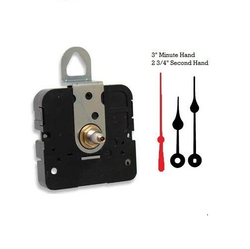 Quartz Clock Movement Mechanism - Takane With 3" spade hands for 1/4" thick dial Quartz Clock Movement Mechanism - Takane With 3" spade hands for 1/4" thick dial