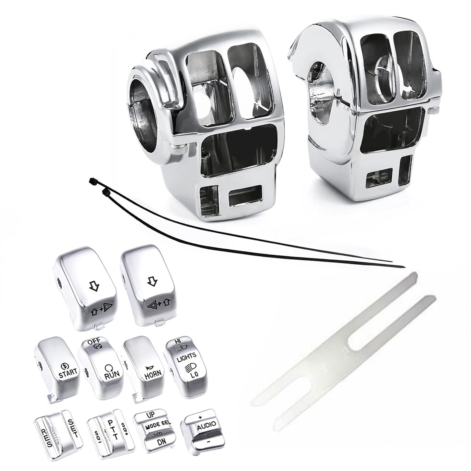 Chrome Switch Housings Caps Set Compatible with Harley Davidson Electra Glide Ro