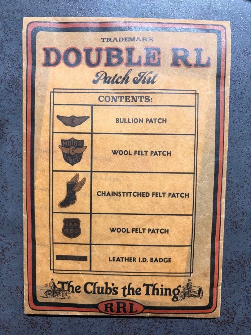 RRL Double RL Patch Kit, Embroidered Felt Patches, Leather ID Near MINT RRL Double RL Patch Kit, Embroidered Felt Patches, Leather ID Near MINT