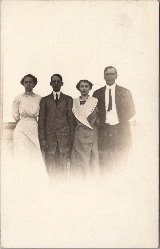 c1910s RPPC Real Photo Postcard Two Young Couples / Teenagers - Unused c1910s RPPC Real Photo Postcard Two Young Couples / Teenagers - Unused