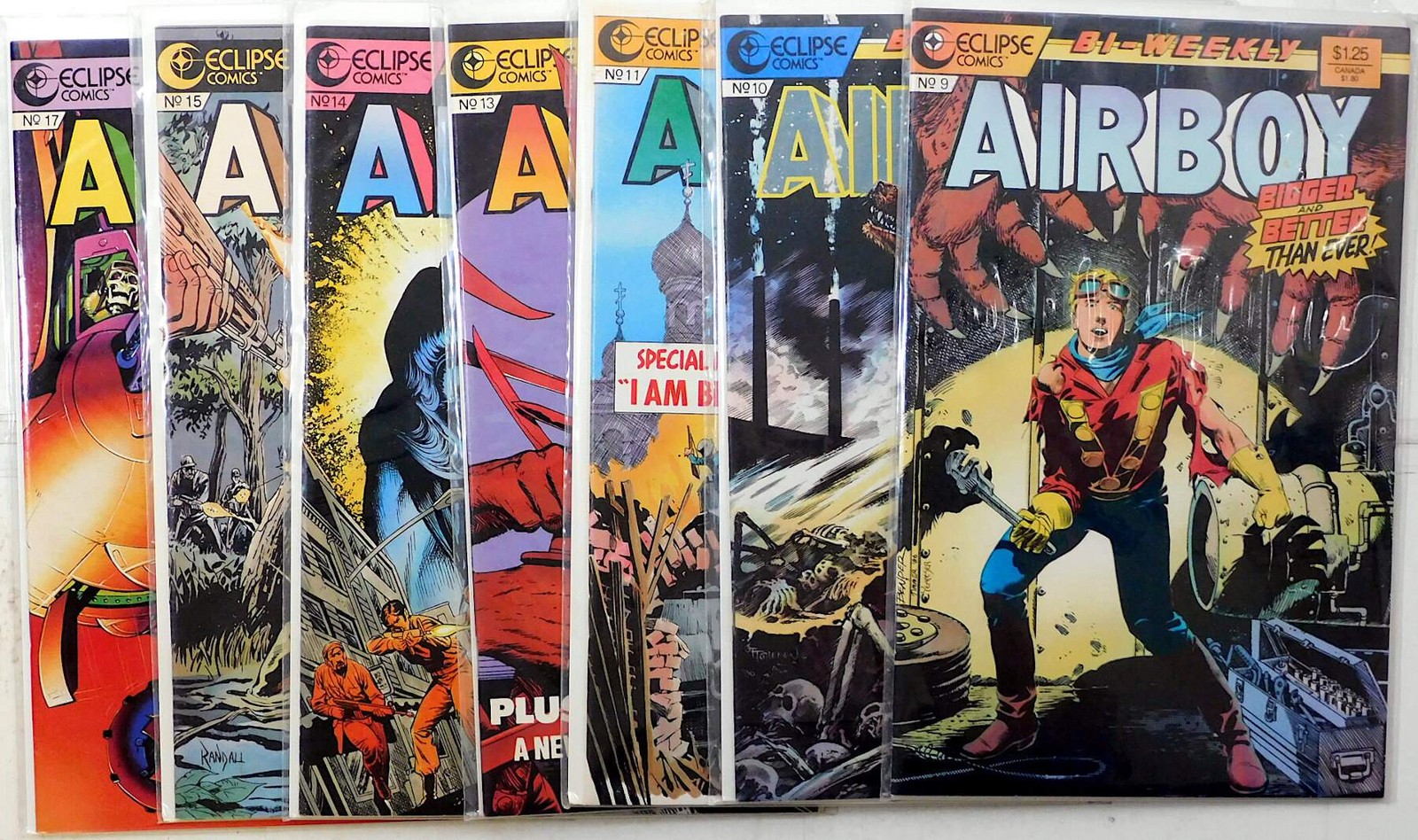 Airboy Lot of 7 #9, 10, 11, 13, 14, 15, 17 (1986) Eclipse Comics 1st Print Airboy Lot of 7 #9, 10, 11, 13, 14, 15, 17 (1986) Eclipse Comics 1st Print