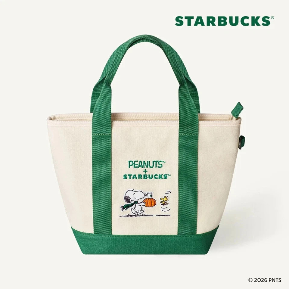 NEW 2026 Starbucks Peanuts Snoopy Tote Bag Fall Gift Authentic NEW 2026 Starbucks Peanuts Snoopy Tote Bag Fall Gift Authentic