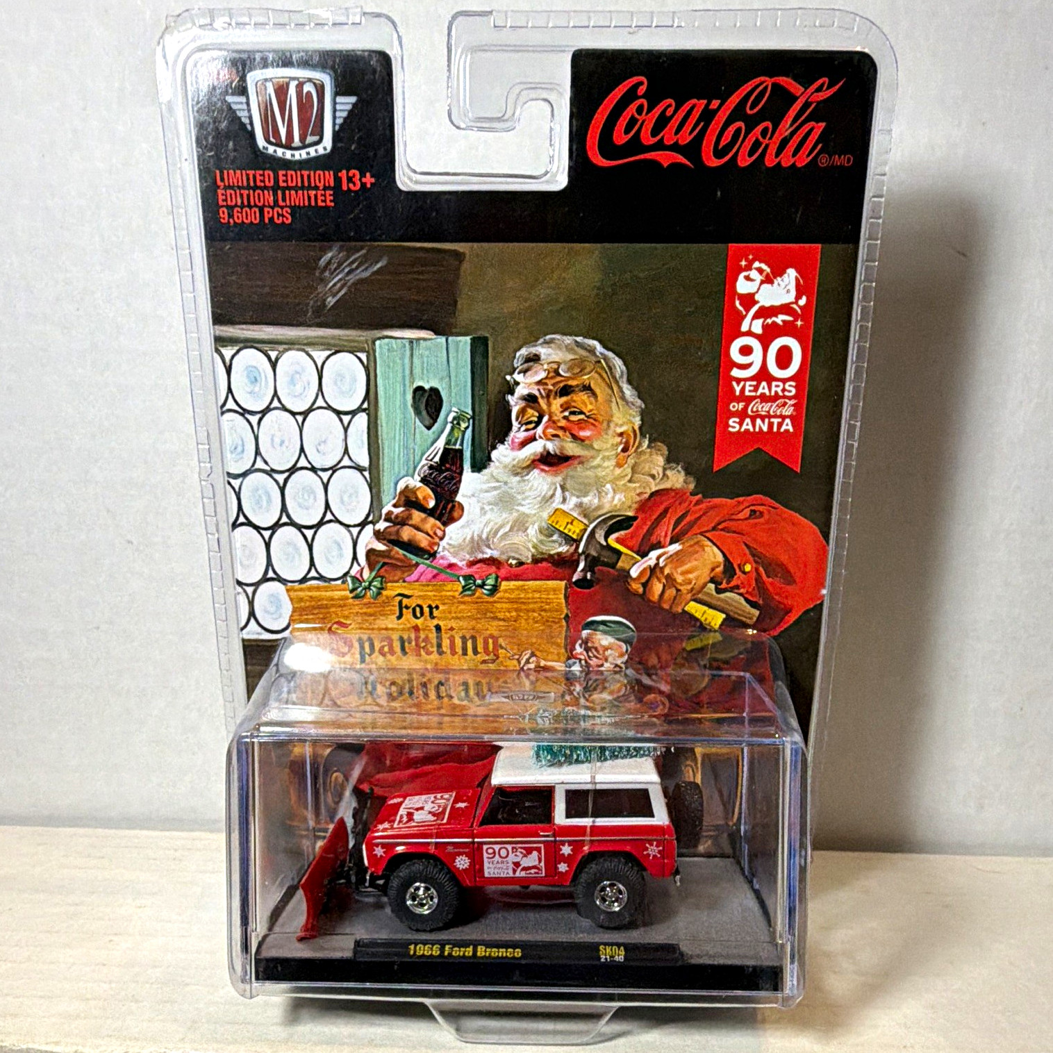 Coca-Cola M2 Machines 1966 Ford Bronco Diecast Repro 90 Years Santa Red/White