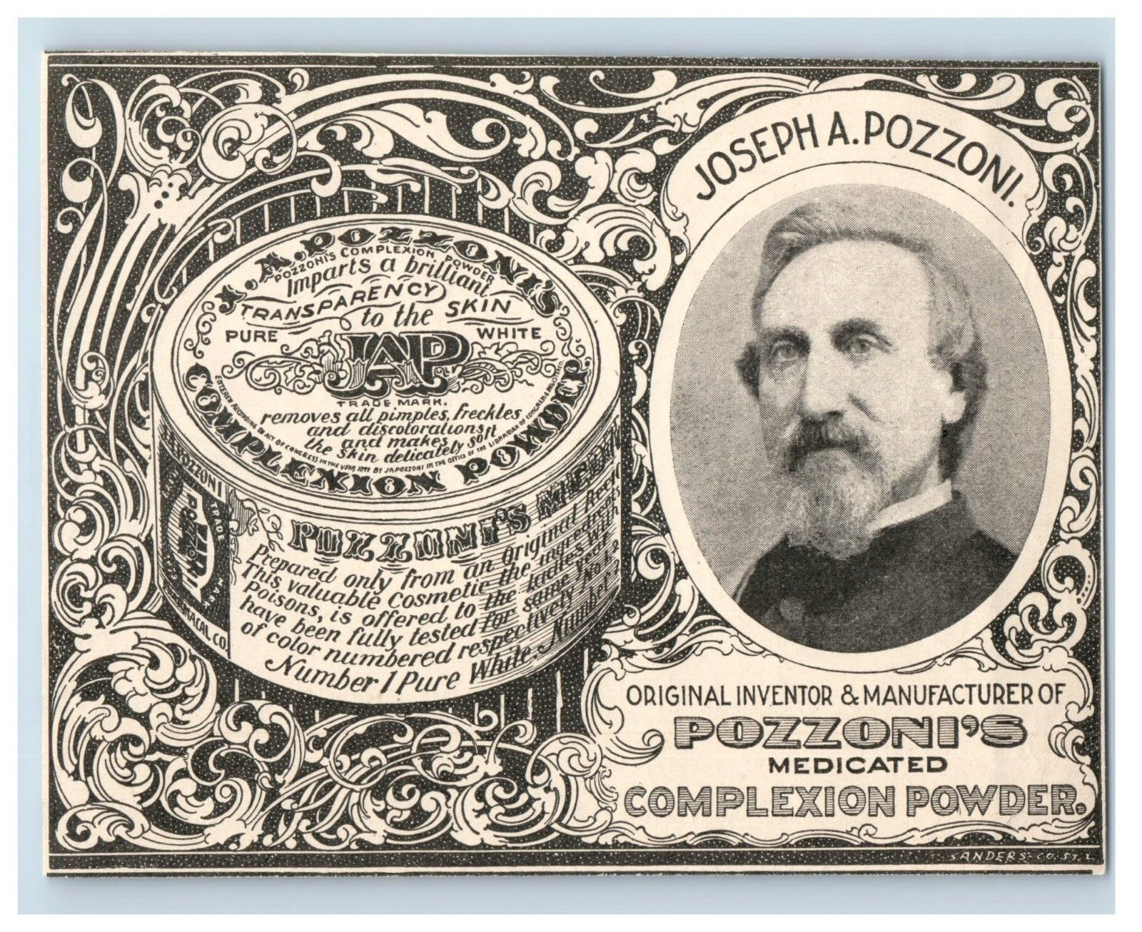 1912 Joseph A Pozzoni Medicated Powder Quack Medicine Original Print Ad S87E 1912 Joseph A Pozzoni Medicated Powder Quack Medicine Original Print Ad S87E