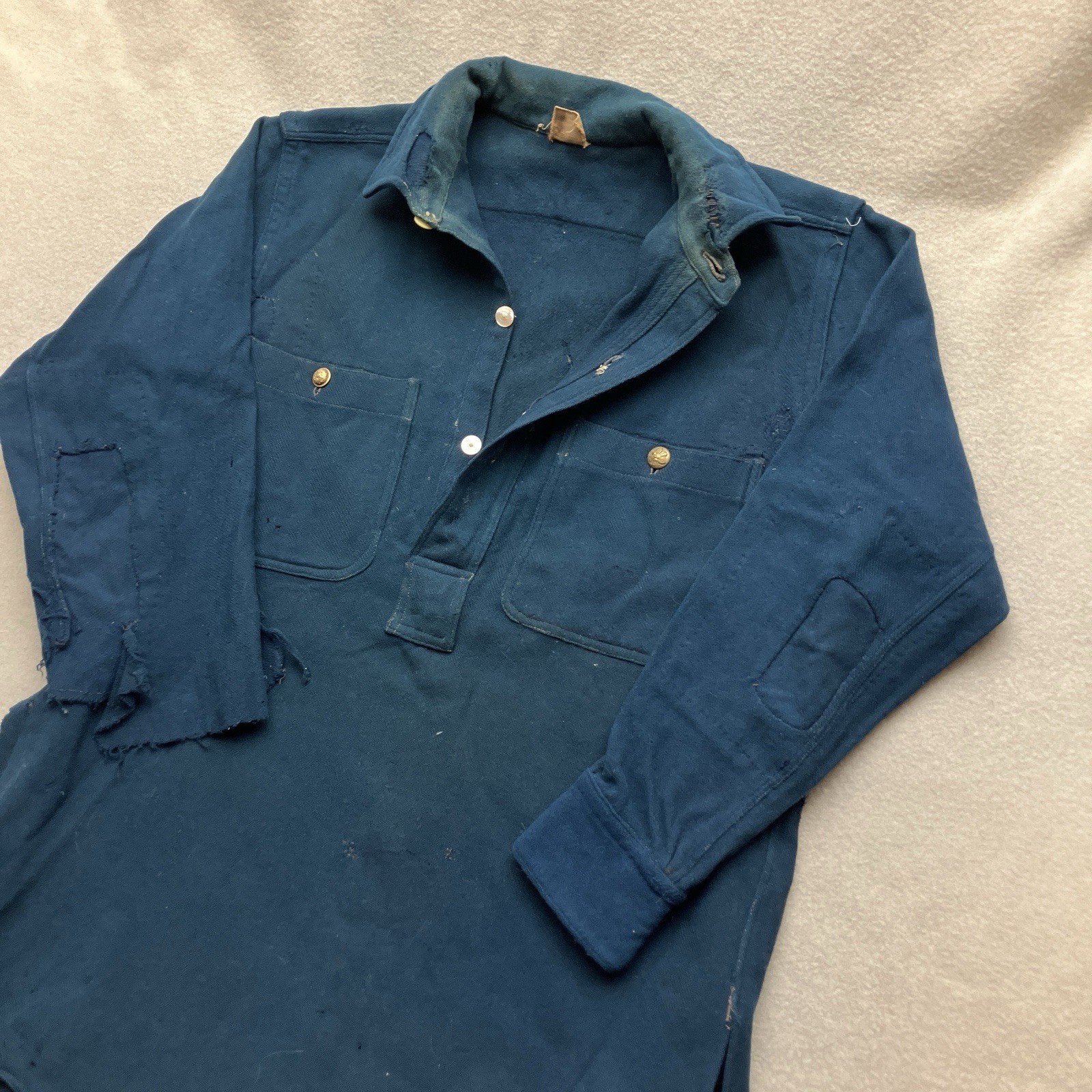 Antique M1883 M1885 Blue Wool Pullover Campaign Shirt Indian Wars Flannel Large Antique M1883 M1885 Blue Wool Pullover Campaign Shirt Indian Wars Flannel Large