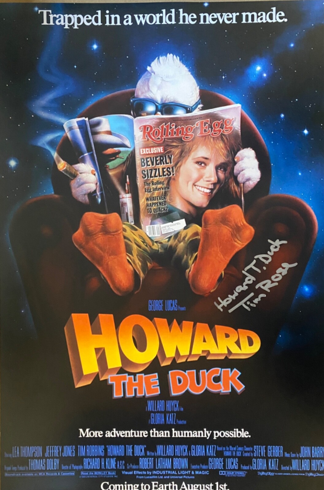 Howard The Duck Tim Rose Howard 12x18 Poster-GENUINE Signed Howard The Duck Tim Rose Howard 12x18 Poster-GENUINE Signed
