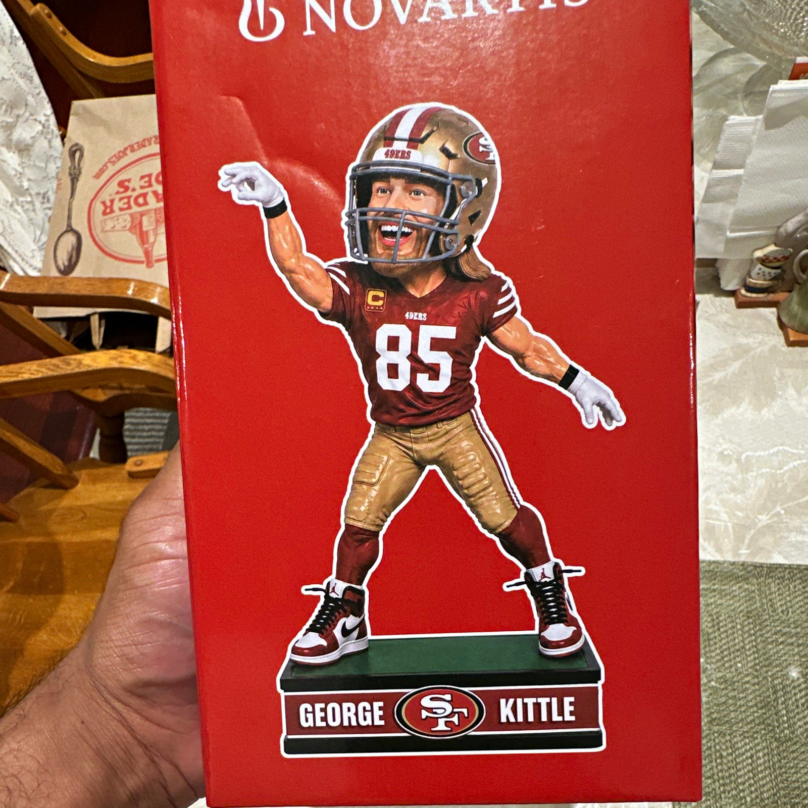 George Kittle 49ers 10 Year Club Limited Edition Bobblehead in hand George Kittle 49ers 10 Year Club Limited Edition Bobblehead in hand