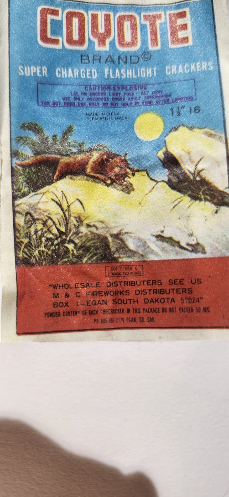 Vintage Fire Cracker Label Coyote Brand Class CDOT China Vintage Fire Cracker Label Coyote Brand Class CDOT China