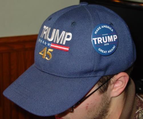 2017 DONALD TRUMP FOR PRESIDENT HAT & 2016 MAGA PIN : from WISCONSIN CAMPAIGN