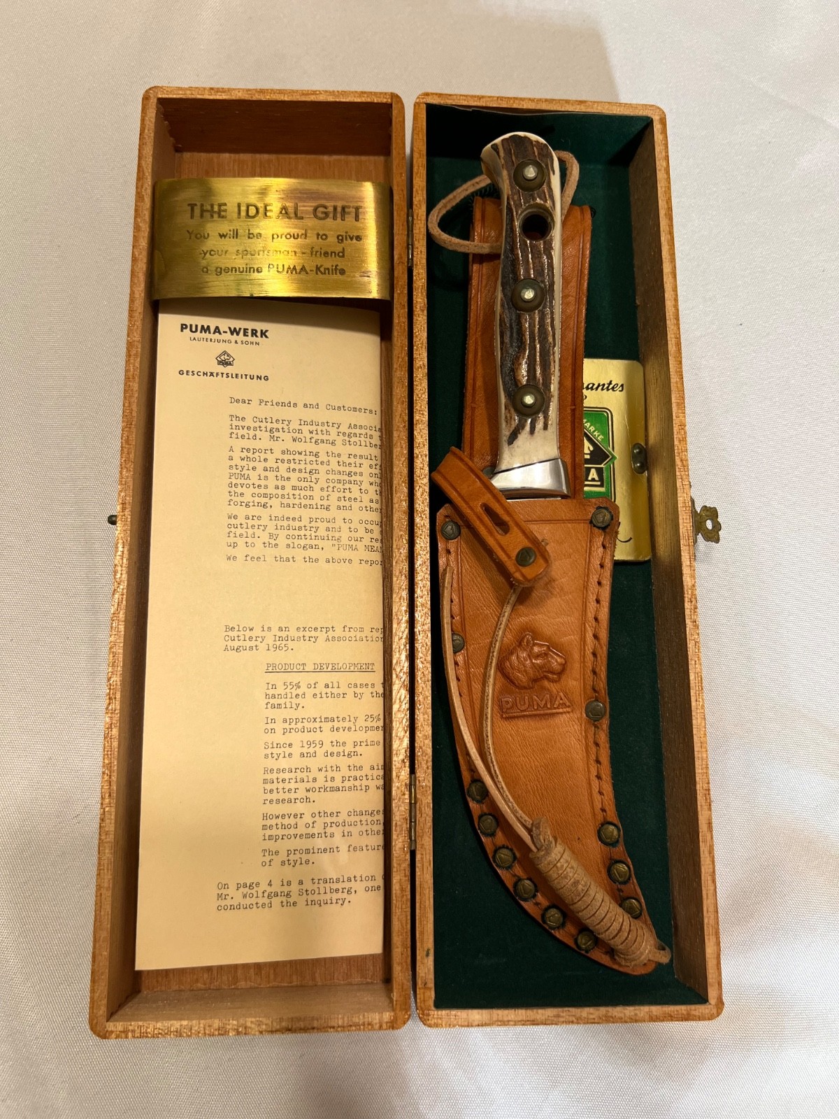 Vintage 1966 PUMA Skinner 6393 Fixed Blade Knife Complete Box Set- Pumaster Vintage 1966 PUMA Skinner 6393 Fixed Blade Knife Complete Box Set- Pumaster