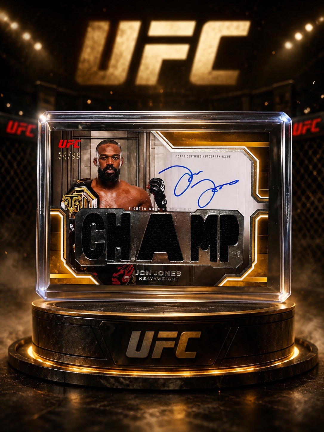 Jon Jones triple threads relic auto #34/99 - 2026 topps knockout ufc Jon Jones triple threads relic auto #34/99 - 2026 topps knockout ufc