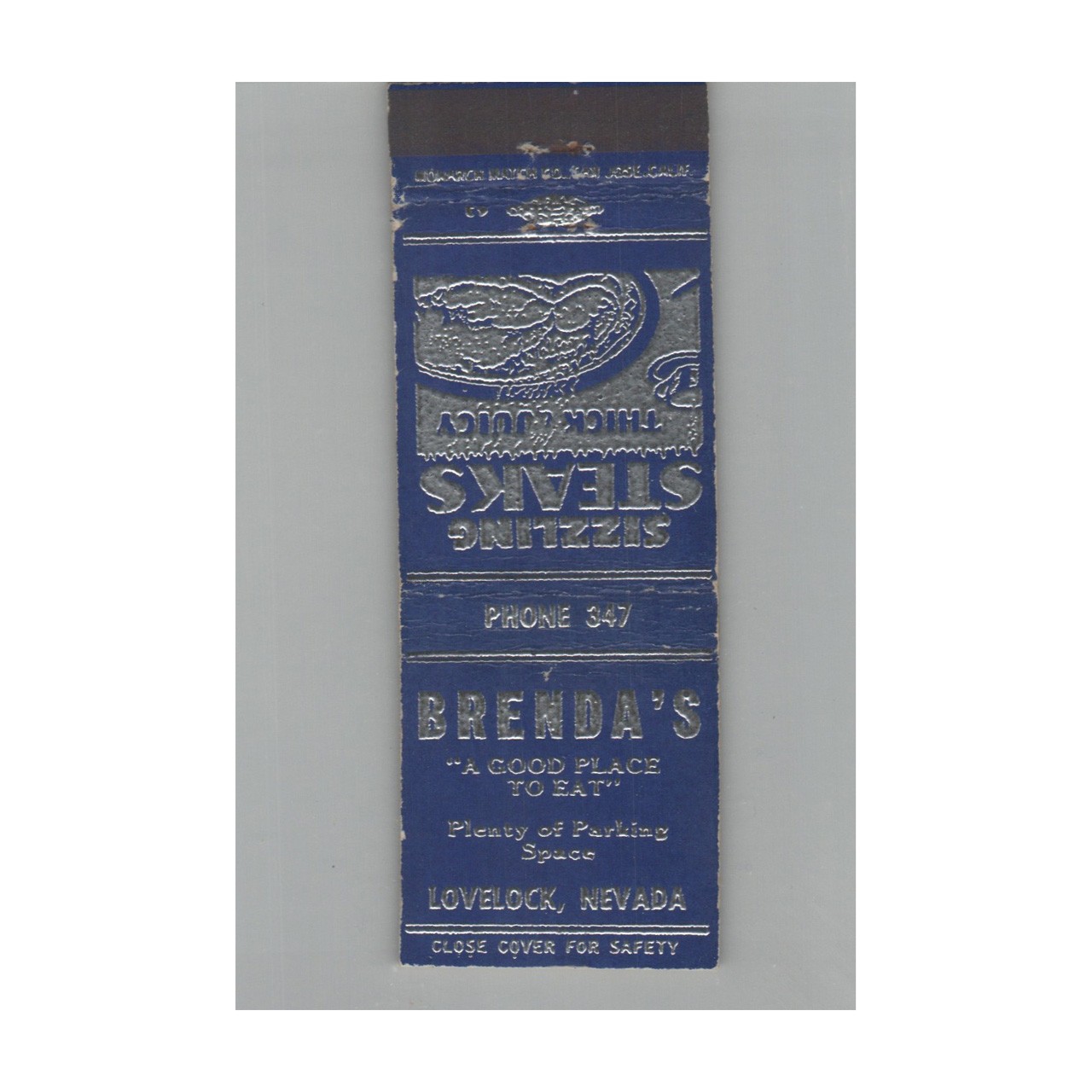 Matchbook Cover Brenda's Restaurant Lovelock NV Matchbook Cover Brenda's Restaurant Lovelock NV