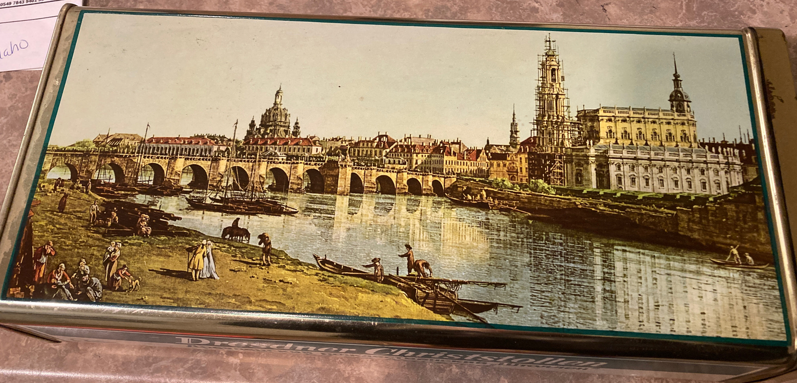 Dresdner Chirststollen Tin Large Stollen tin , 13-3/4"x 6-3/8" x 3" Germany Dresdner Chirststollen Tin Large Stollen tin , 13-3/4"x 6-3/8" x 3" Germany